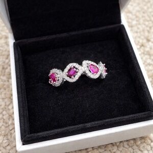 Bomb Party All That Glitters Pink Multi-Stone Halo Ring – Size 6
